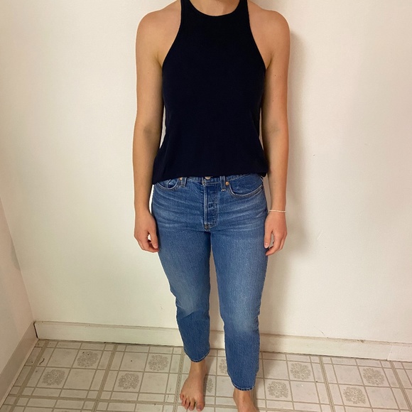 Halter Top Navy Tank - Picture 1 of 2